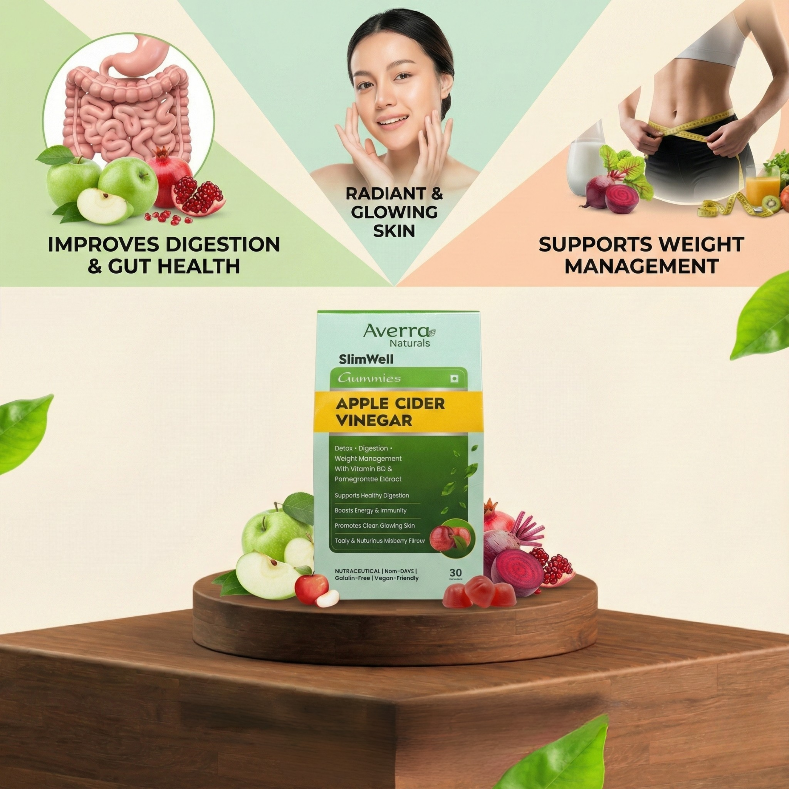 SlimWell Apple Cider Vinegar Gummies– Detox, Digestion & Weight Management.