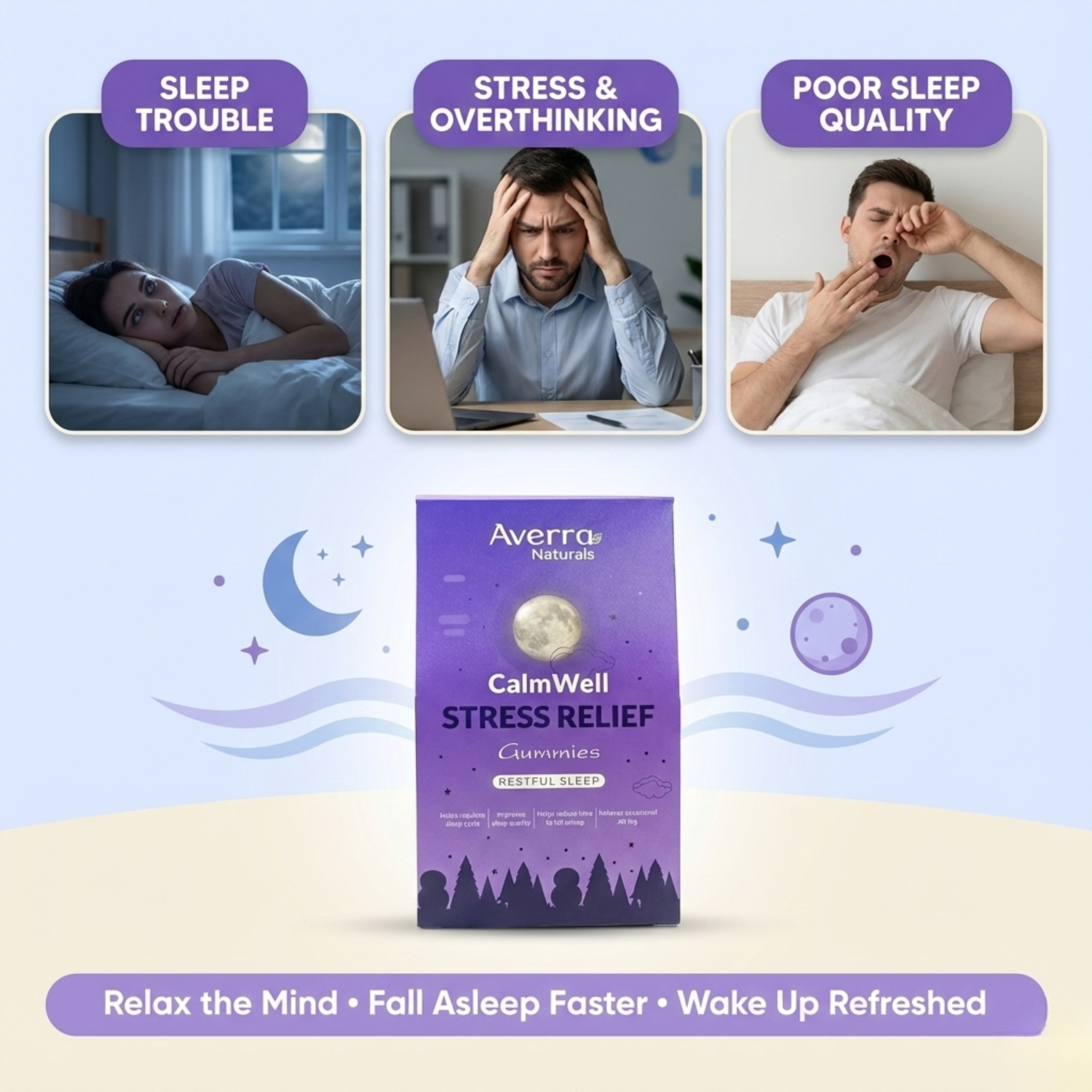 CalmWell Advanced Sleep Gummies – Deep Sleep, Stress Relief & Relaxation.